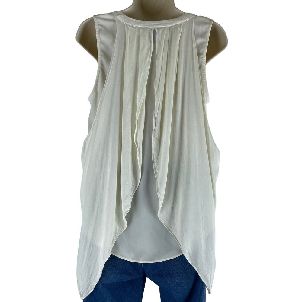 addison Revolve Cascade Hem Button Front Drapey Blouse Ivory Size S - Picture 8 of 10